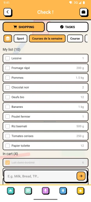 Zoku screenshot: Check !, the shopping list shared by the whole tribe